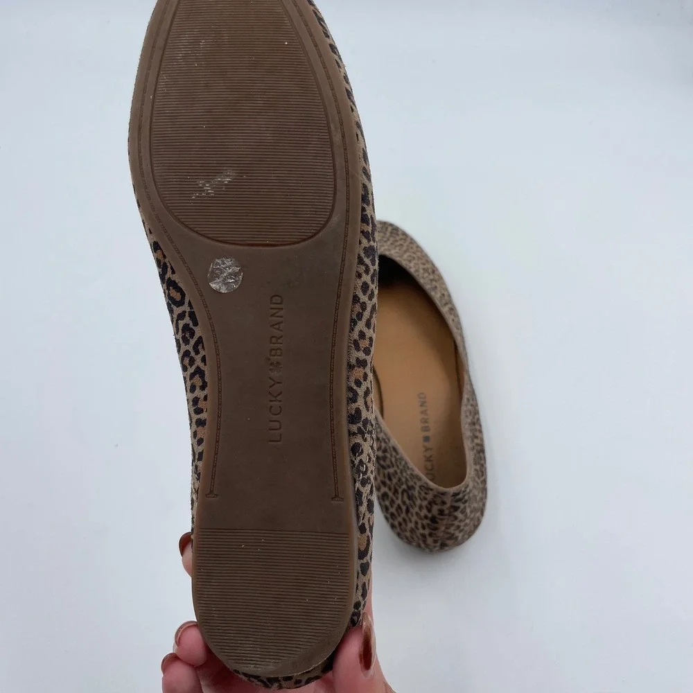 Lucky Brand Women's Leopard Print Ballet Flats Leather Upper‎ - Size 6.5 M